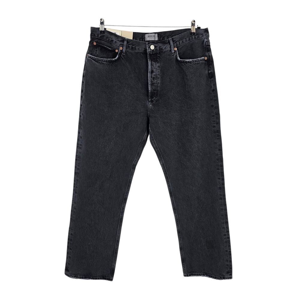 NWT AGOLDE Radius Black 90’s Pinch Waist High Rise Straight Leg Jeans Size 34